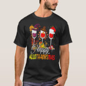 Happy Hallothanksmas Wine Glasses Witch Santa Hat  T-Shirt (Vorderseite)