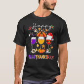 Happy Hallothanksmas Wine Glasses Witch Santa Hat T-Shirt (Vorderseite)