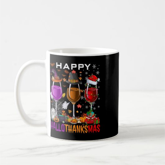 Happy Hallothanksmas Wine Halloween Erntedank C Kaffeetasse (Links)