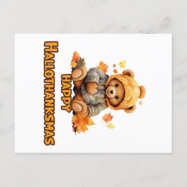 Happy Hallothanksmas wünscht: Ein Teddy Bär und Au Postkarte
