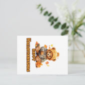 Happy Hallothanksmas wünscht: Ein Teddy Bär und Au Postkarte (Stehend Vorderseite)