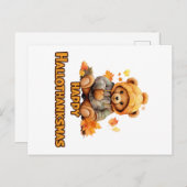 Happy Hallothanksmas wünscht: Ein Teddy Bär und Au Postkarte (Vorne/Hinten)