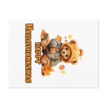 Happy Hallothanksmas wünscht: Ein Teddy Bär und Au
