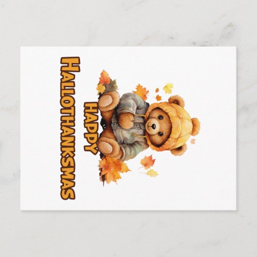 Happy Hallothanksmas wünscht: Ein Teddy Bär und Au Postkarte (Vorderseite)