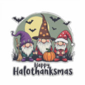 Happy Hallothanksmas Xmas Halloween Gnomes Aufkleber (Vorderseite)