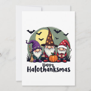 Happy Hallothanksmas Xmas Halloween Gnomes Einladung