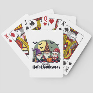 Happy Hallothanksmas Xmas Halloween Gnomes Spielkarten