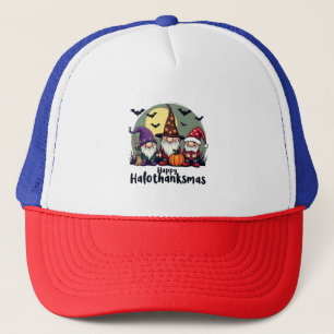 Happy Hallothanksmas Xmas Halloween Gnomes Truckerkappe