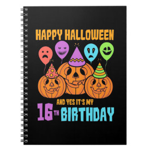 Happy Halloween 16. Geburtstag Notizblock