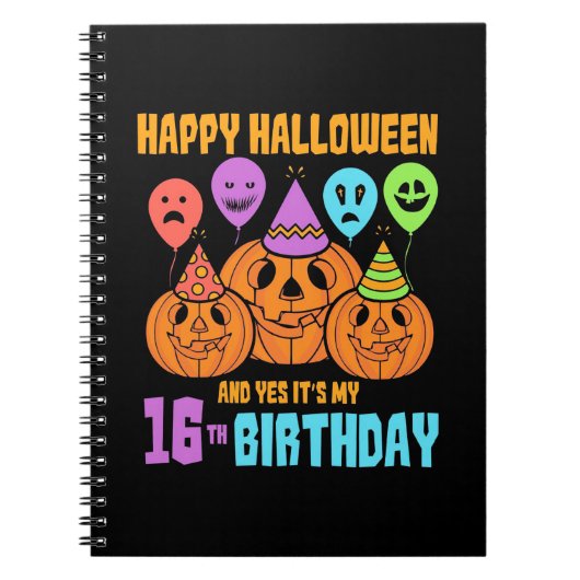 Happy Halloween 16. Geburtstag Notizblock (Vorderseite)