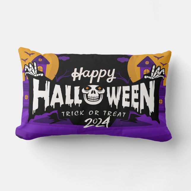 Happy Halloween 2024 Lumbar Throw Kissen (Vorderseite)