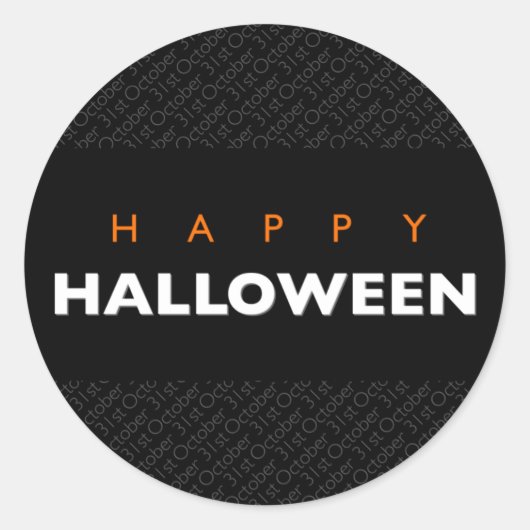 Happy Halloween 31. Oktober Moderne Typografie Runder Aufkleber (Vorderseite)
