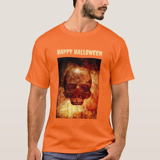 Happy Halloween. 3D human skull. T-Shirt (Vorderseite)