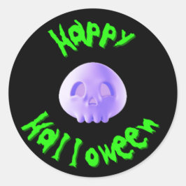 Happy Halloween 3D Skull Runder Aufkleber
