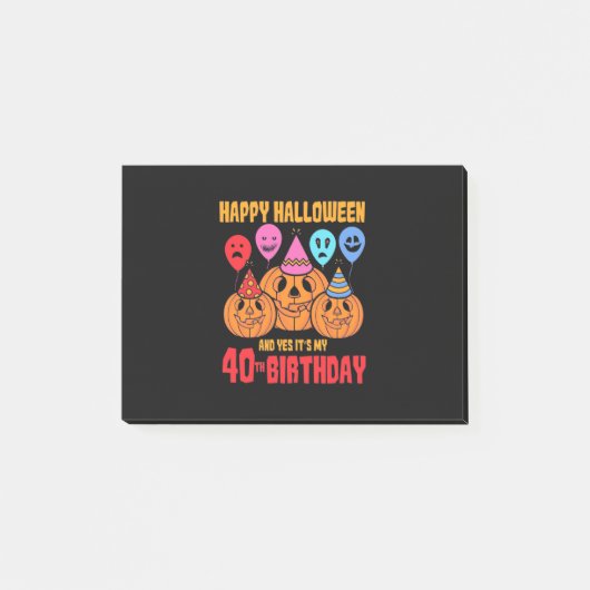 Happy Halloween 40. Geburtstag Post-it Klebezettel (Vorderseite)
