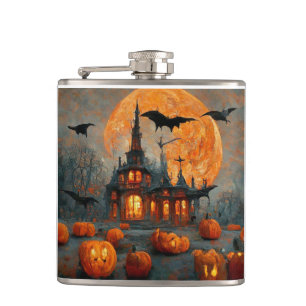 Happy Halloween 6 oz. Vinyl Wrapped Flask Design. Flachmann