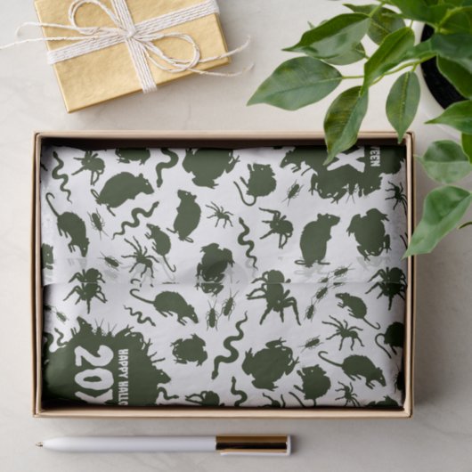 Happy Halloween Add The Year Black Creepy Crawlies Seidenpapier (Geschenk)