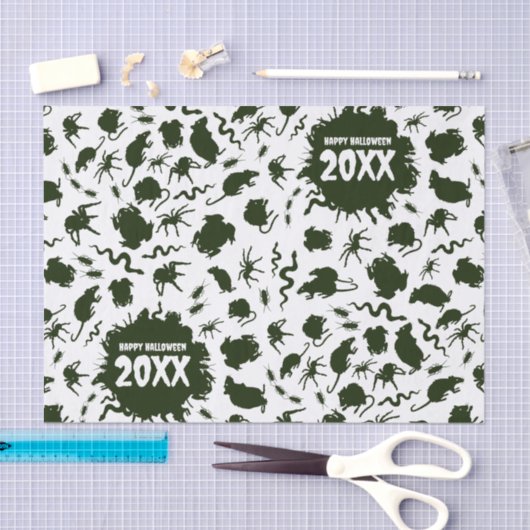 Happy Halloween Add The Year Black Creepy Crawlies Seidenpapier (Handwerk)