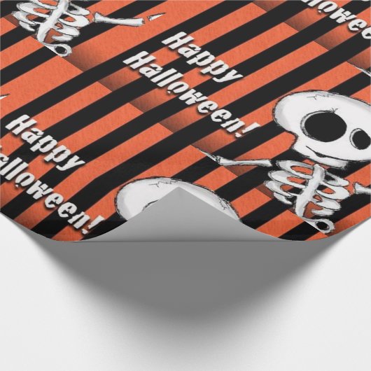Happy Halloween Albern Skeleton Geschenkpapier (Ecke)