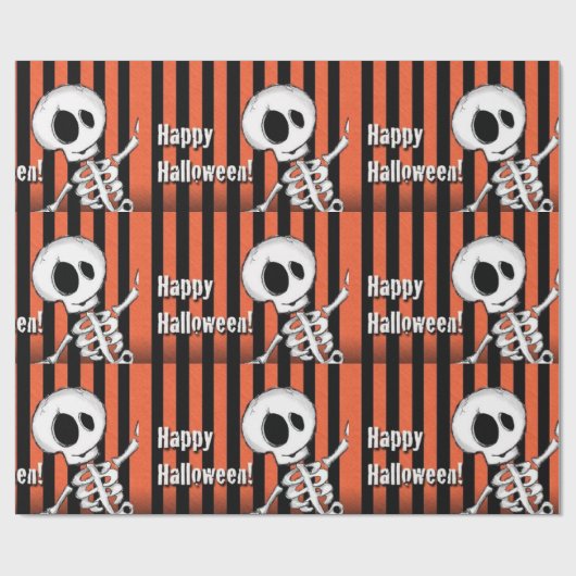 Happy Halloween Albern Skeleton Geschenkpapier (Flach)