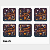 Happy Halloween All Elements Quadratischer Aufkleber (Blatt)