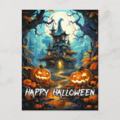 Happy Halloween Altes Spuk Haus Postkarte (Vorderseite)