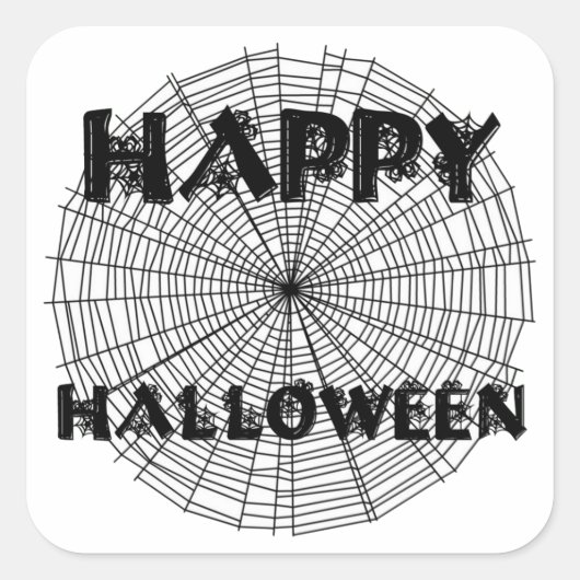 Happy Halloween auf Spider Web Text Aufkleber (Vorderseite)