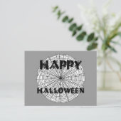 Happy Halloween auf Spider Web Text Postcard Postkarte (Stehend Vorderseite)