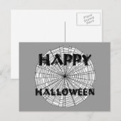 Happy Halloween auf Spider Web Text Postcard Postkarte (Vorne/Hinten)