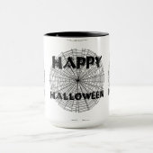 Happy Halloween auf Spider Web Text Tasse (Zentrum)