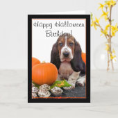 Happy Halloween Basset Hound-Karte Karte (Gelbe Blume)
