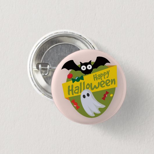 Happy Halloween Bat and Ghost | Schaltfläche Butto Button (Vorne & Hinten)