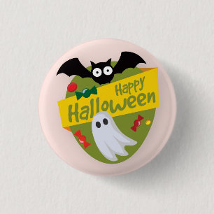 Happy Halloween Bat and Ghost   Schaltfläche Butto Button