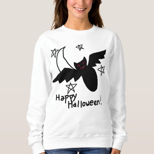 Happy Halloween Bat and Moon Sweatshirt (Vorderseite)