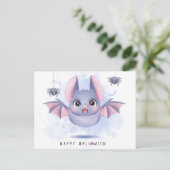 Happy Halloween Bat and Spiders Postkarte (Stehend Vorderseite)