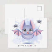 Happy Halloween Bat and Spiders Postkarte (Vorne/Hinten)