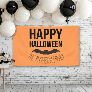 Happy Halloween Bat mit schwarzem Namen Banner