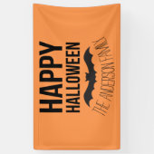 Happy Halloween Bat mit schwarzem Namen Banner (Vertikal)