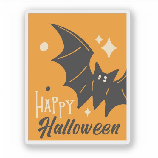 Happy Halloween Bat Orange Niedlich Funny Aufkleber (Vorderseite)