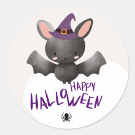 "Happy Halloween Bat Round Sticker" Runder Aufkleber