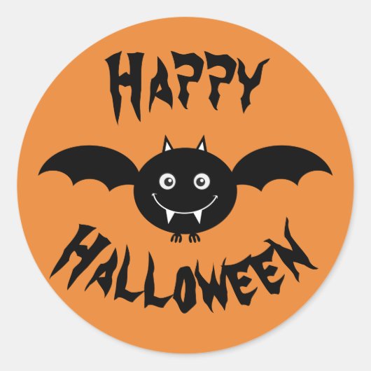 Happy Halloween Bat Runder Aufkleber (Vorderseite)