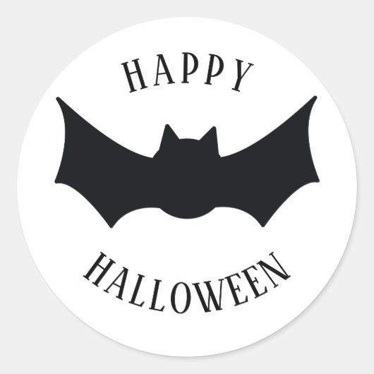 Happy Halloween. Bat. Schwarz-Weiß-Spooky Runder Aufkleber (Vorderseite)