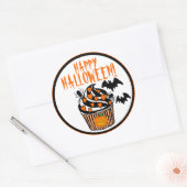 Happy Halloween Bats Cupcake Runder Aufkleber (Umschlag)