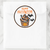 Happy Halloween Bats Cupcake Runder Aufkleber (Tasche)