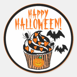 Happy Halloween Bats Cupcake Runder Aufkleber