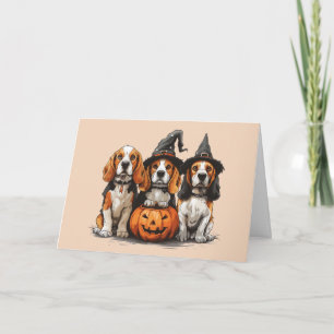 Happy Halloween Beagle Hunde Kürbislaterne Karte