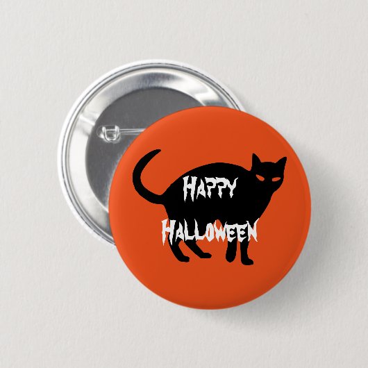 Happy Halloween Beängstigend Cat Button (Vorne & Hinten)
