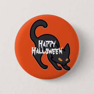 Happy Halloween Beängstigend Cat Button
