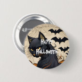 Happy Halloween Beängstigend Cat Button (Vorne & Hinten)