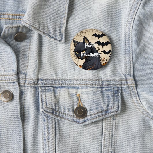 Happy Halloween Beängstigend Cat Button (Beispiel)